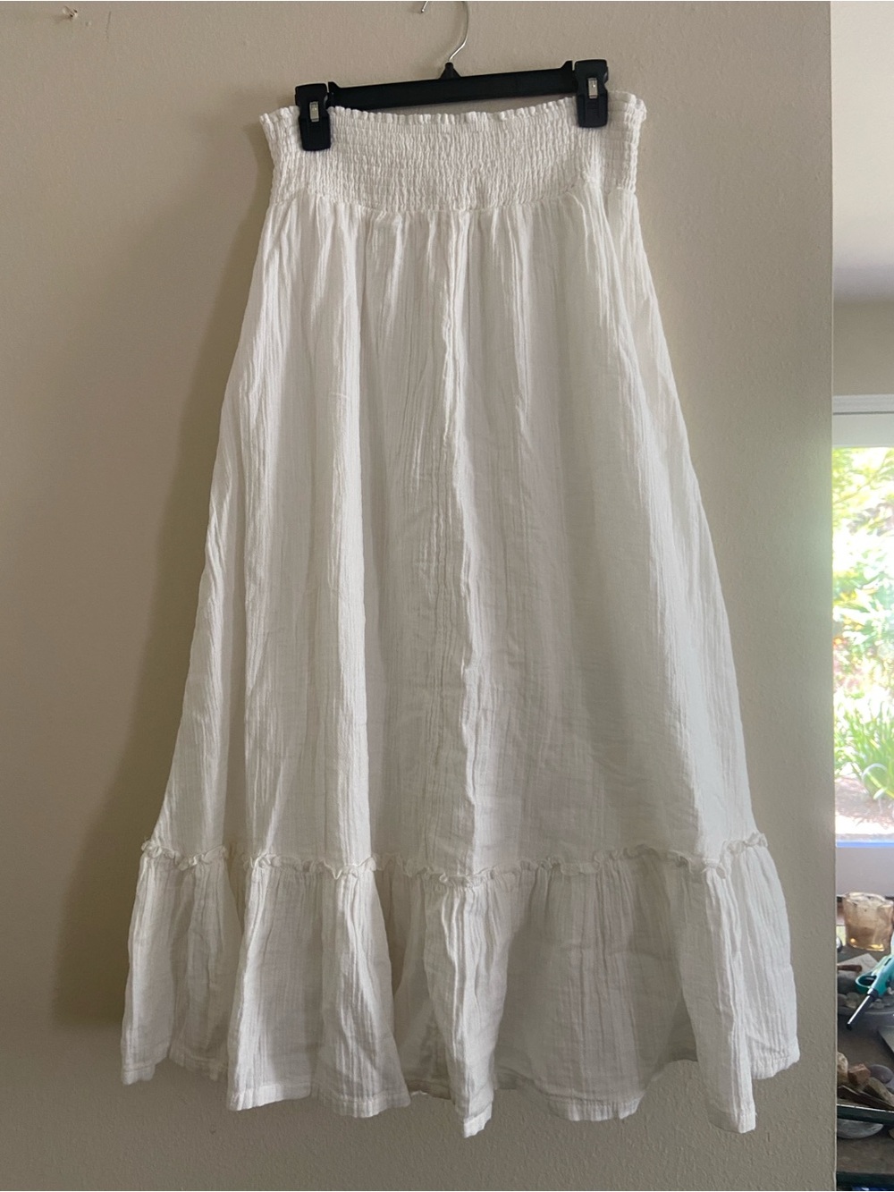 NWT Quince White 100% Organic Cotton Gauze Smocked Maxi Skirt - Picture 5 of 7